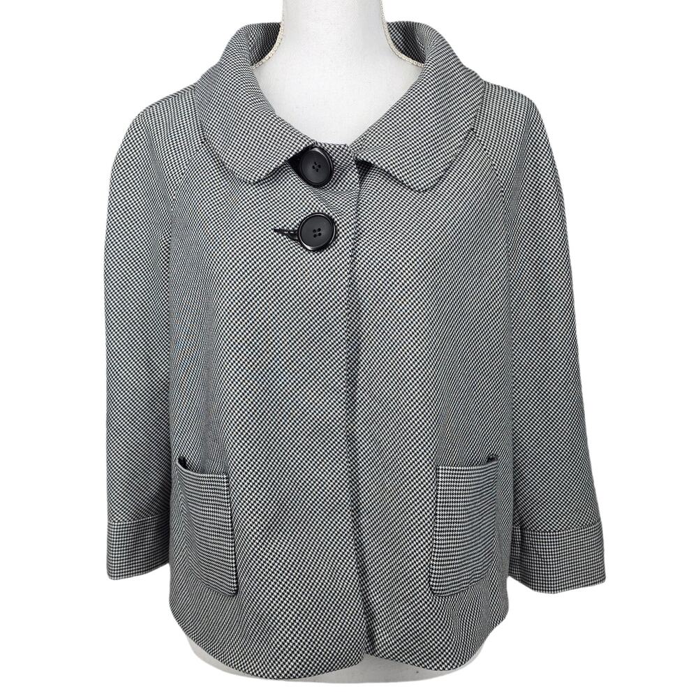 ALLISON TAYLOR WOMEN’S JACKET – SIZE 8 – GRAY TEXTURED 2-BUTTON – 3/4 SLEEVES
